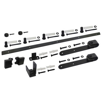 Mini Bent Plate Barn Cửa con lăn Bộ cửa tủ trượt màu đen
