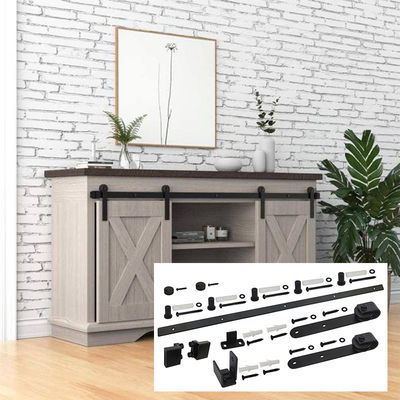 Bộ phần cứng cửa mini barn bằng thép rắn 6 Ft cho cửa gỗ nội thất đôi