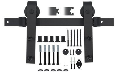 Phần cứng cửa chuồng trượt 7,5 Ft sơn tĩnh điện màu đen với đường ray 2m