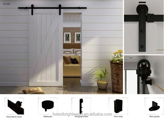 Phần cứng cửa chuồng trượt 7,5 Ft sơn tĩnh điện màu đen với đường ray 2m