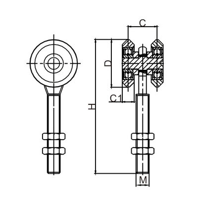 Con lăn treo cổng trượt 0,98 &quot;25mm với vòng bi hai bánh xe
