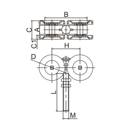 Nhà kho kính 2 inch Con lăn cửa trượt bằng kim loại Kiểu Mỹ với vòng bi
