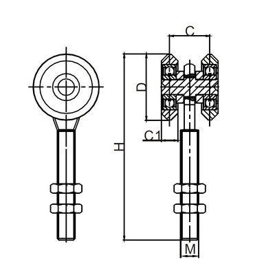 Bánh xe lăn cửa trượt thương mại hạng nặng 38mm M12 2 bánh