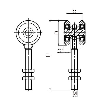 Barn Top Ray trượt cửa và con lăn 55mm với hai bánh xe mang