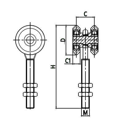 2 bánh M12 100mm Trượt Treo Cửa Nhà để xe Con lăn Ròng rọc Bánh xe