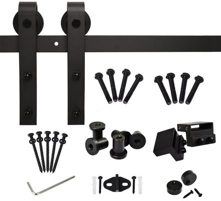 Bộ phần cứng cửa có dây đai thép uốn cong màu đen 80kg-100kg Bộ phần cứng cửa trượt và theo dõi
