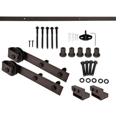 Bộ phần cứng cửa có dây đai thép uốn cong màu đen 80kg-100kg Bộ phần cứng cửa trượt và theo dõi