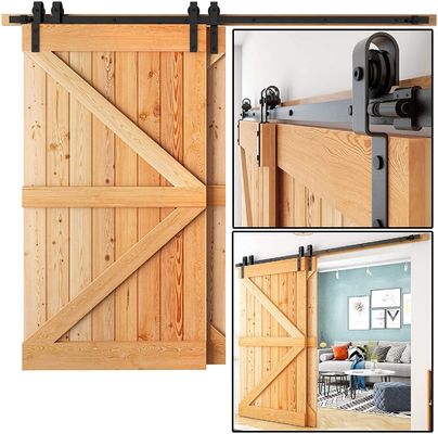 2.25 Cổng Barn dày Phần cứng Gắn trần 8ft Cửa trượt đôi Phần cứng Cửa Barn Màu đen