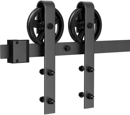 2.25 Cổng Barn dày Phần cứng Gắn trần 8ft Cửa trượt đôi Phần cứng Cửa Barn Màu đen