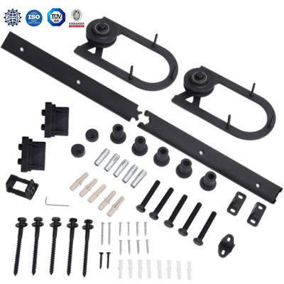 2.25 Cổng Barn dày Phần cứng Gắn trần 8ft Cửa trượt đôi Phần cứng Cửa Barn Màu đen