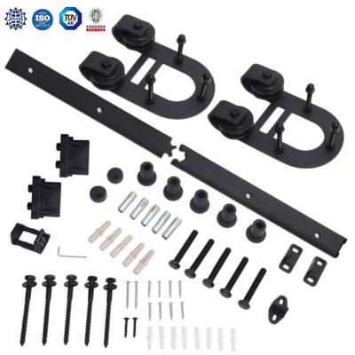 2.25 Cổng Barn dày Phần cứng Gắn trần 8ft Cửa trượt đôi Phần cứng Cửa Barn Màu đen