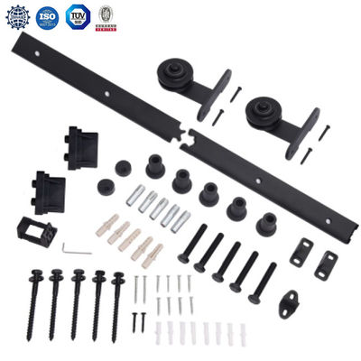 2.25 Cổng Barn dày Phần cứng Gắn trần 8ft Cửa trượt đôi Phần cứng Cửa Barn Màu đen