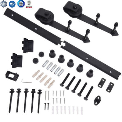 2.25 Cổng Barn dày Phần cứng Gắn trần 8ft Cửa trượt đôi Phần cứng Cửa Barn Màu đen