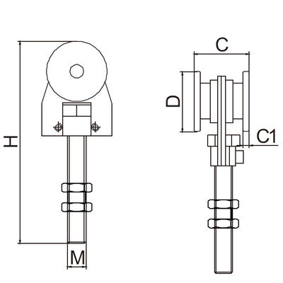 nặng 1/2 con lăn cửa tủ quần áo trượt và theo dõi bánh xe thay thế 2 bánh xe 47mm