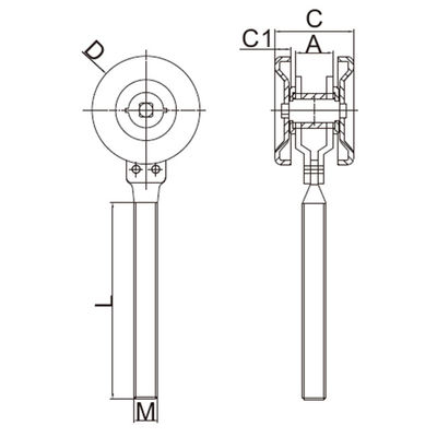 GL49A Đường ray cửa treo bằng thép với đường ray chịu lực Đường ray 2 bánh xe Con lăn 55mm