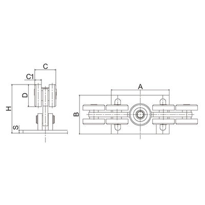 Bộ cổng hàng rào Cantilever mạ kẽm 68mm Bạc 9 Tấm cố định bánh xe