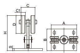 Phần cứng cửa trượt 8 bánh 5 bánh Phần cứng cửa trượt ngoài trời Bộ công cụ công xôn vàng bạc