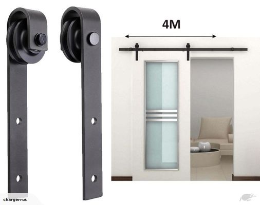 8 foot 6ft 7 Ft 4ft Double Barn Door Kit Phần cứng Cửa gỗ Bột sắt kim loại đen
