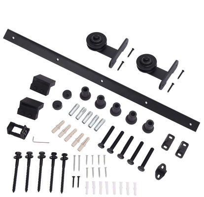 6.6ft Bypass Barn Gate Phần cứng Treo Trên cùng Đường ray cửa Barn và con lăn