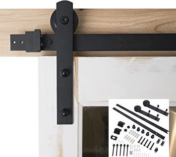 I Shape Black Barn Door Hardware Track Kit for Single Door