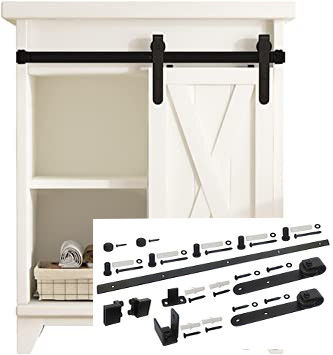 Bộ phần cứng cửa 5Ft Mini Single Barn Door Dây đeo cổ điển J Shape Hanger