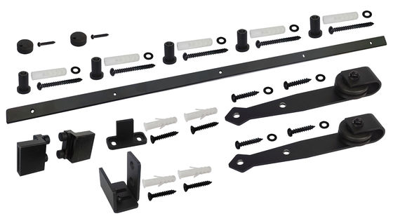 Thép rắn chắc chắn Mini Barn Cửa Phần cứng sơn tĩnh điện màu đen