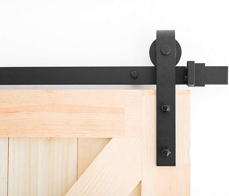 J Shape Basic Vintage Sliding Barn Door Hardware Kit 6 FT Classic Black Rustic