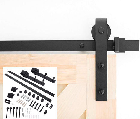 J Shape Basic Vintage Sliding Barn Door Hardware Kit 6 FT Classic Black Rustic