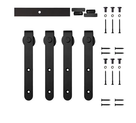 Tủ sơn tĩnh điện màu đen Bộ phần cứng cửa mini barn cho cửa đôi