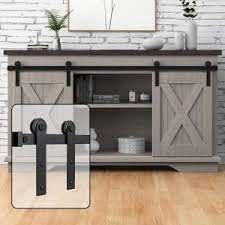 Bộ dụng cụ phần cứng cửa Barn 6 chân Super Mini màu đen sơn tĩnh điện