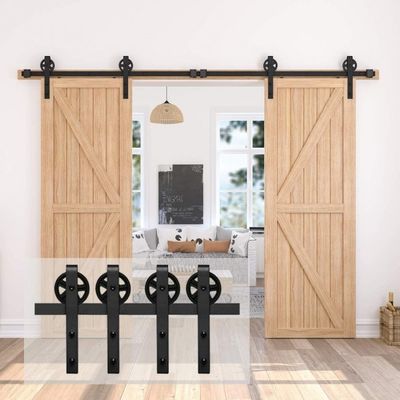 Thanh trượt Thiết kế đen 6 ft 8ft Trượt mượt mà Bộ dụng cụ phần cứng cửa chuồng cực kỳ yên tĩnh