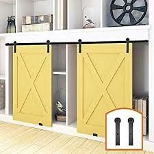 4-8.2 FT Phần cứng cửa thép đen Bypass Barn Treo tường Một mảnh