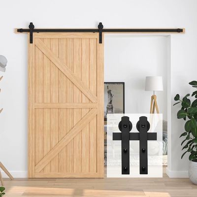 Màu đen mộc mạc Cơ bản Cổ điển Trượt Cửa Barn Bộ phần cứng J Hình dạng