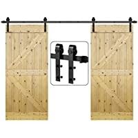 Treo tường Bypass Barn Door Hardware One Piece 4-8.2 FT Black Steel