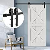 Treo tường Bypass Barn Door Hardware One Piece 4-8.2 FT Black Steel