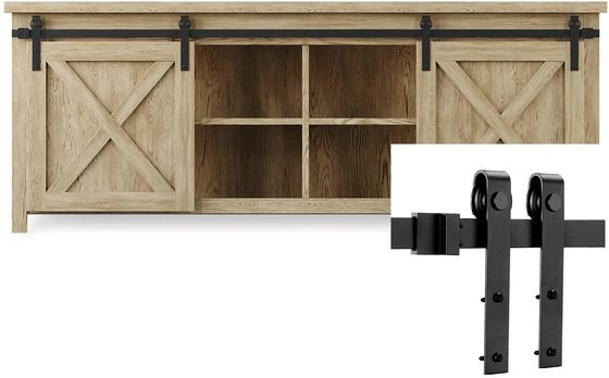 Dây đeo hình dạng chữ J màu đen Bộ phần cứng cửa mini Barn 6 Ft cho cửa gỗ đôi